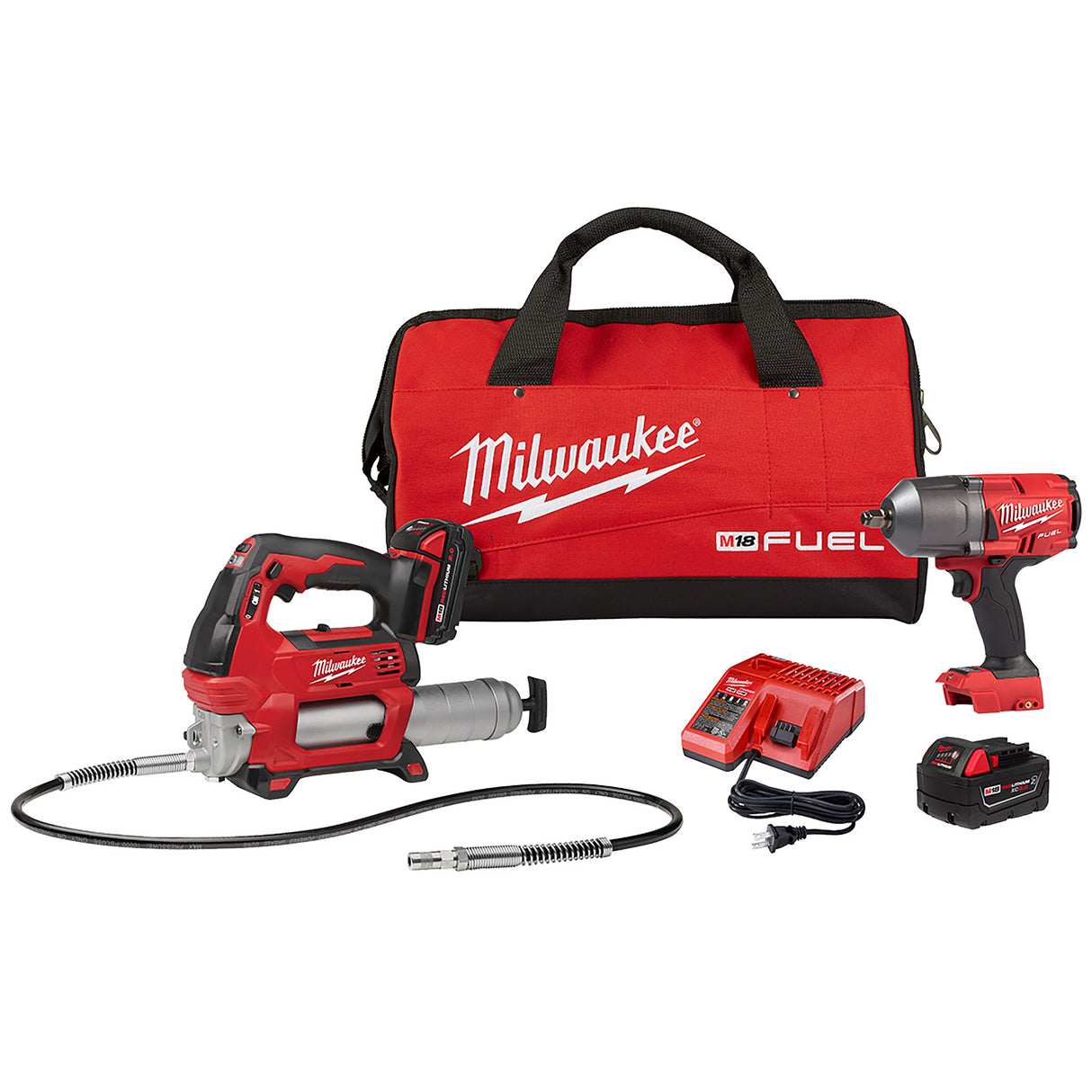 Milwaukee 2767-22GR High Torque Impact Wrench w/ Grease Gun Kit Main Image