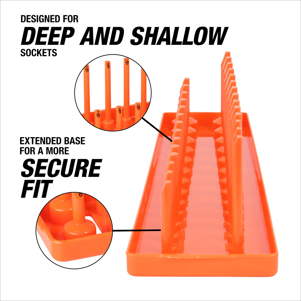 OEMTOOLS 22418 6 Piece SAE and Metric Socket Tray Set (Orange and Black) Additional Image 5