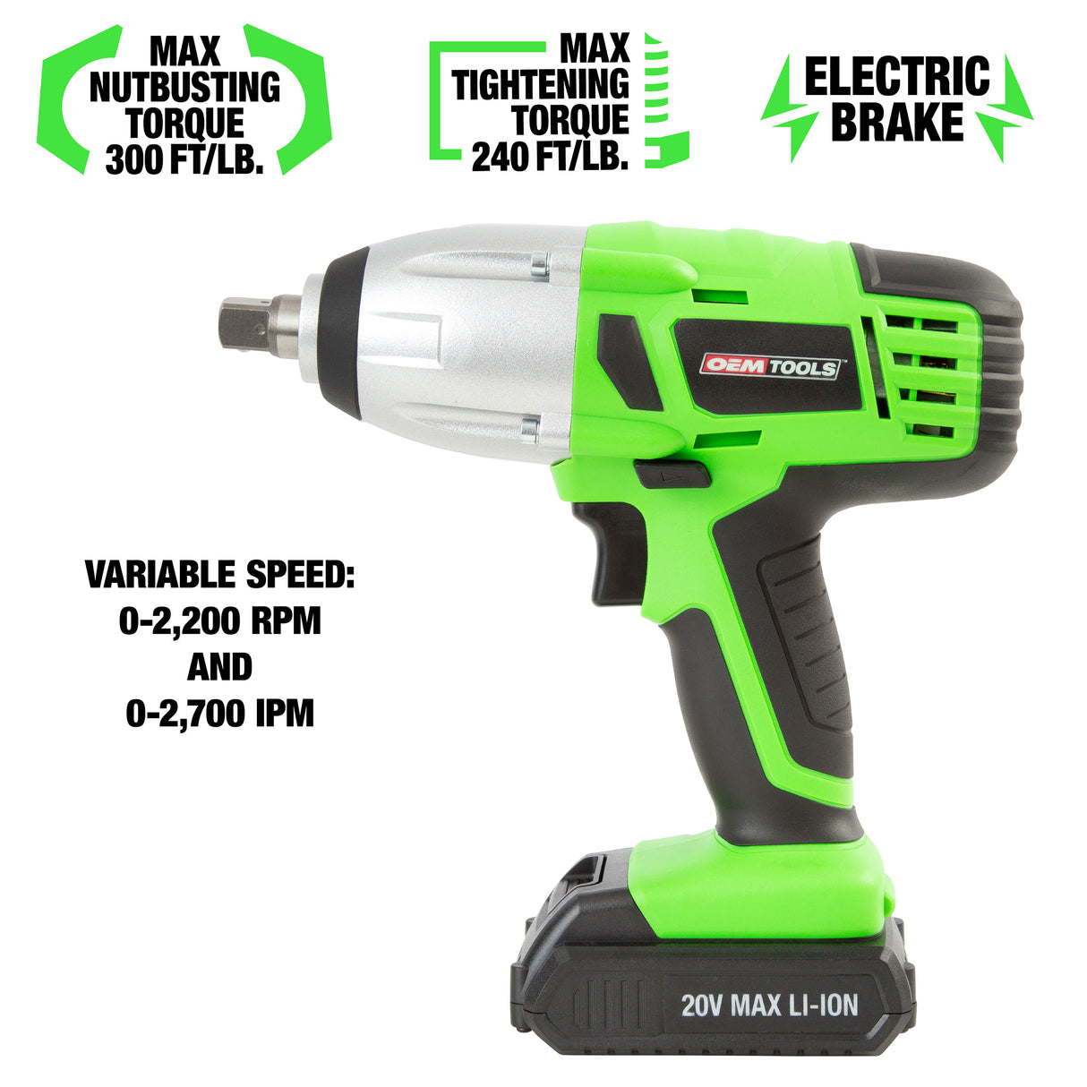 OEMTOOLS 24670 20V MAX* Lithium-ion Cordless 1/2in. Drive Impact Wrench Additional Image 2
