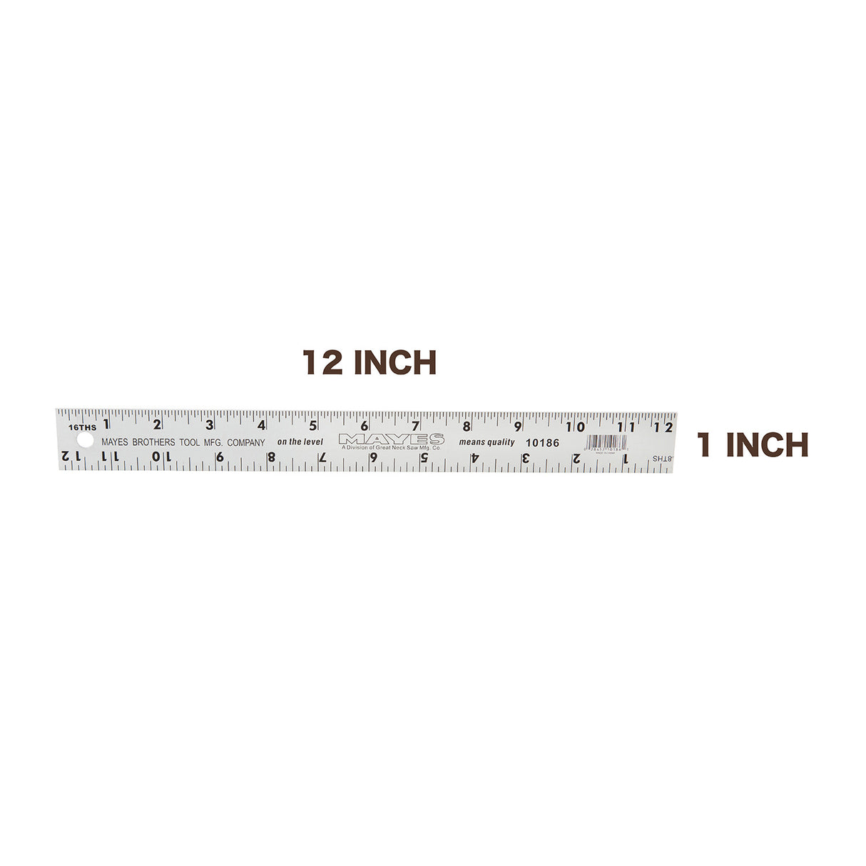 Mayes 10186 Straight Edge Aluminum Ruler (12 Inch x 1 Inch) Additional Image 1