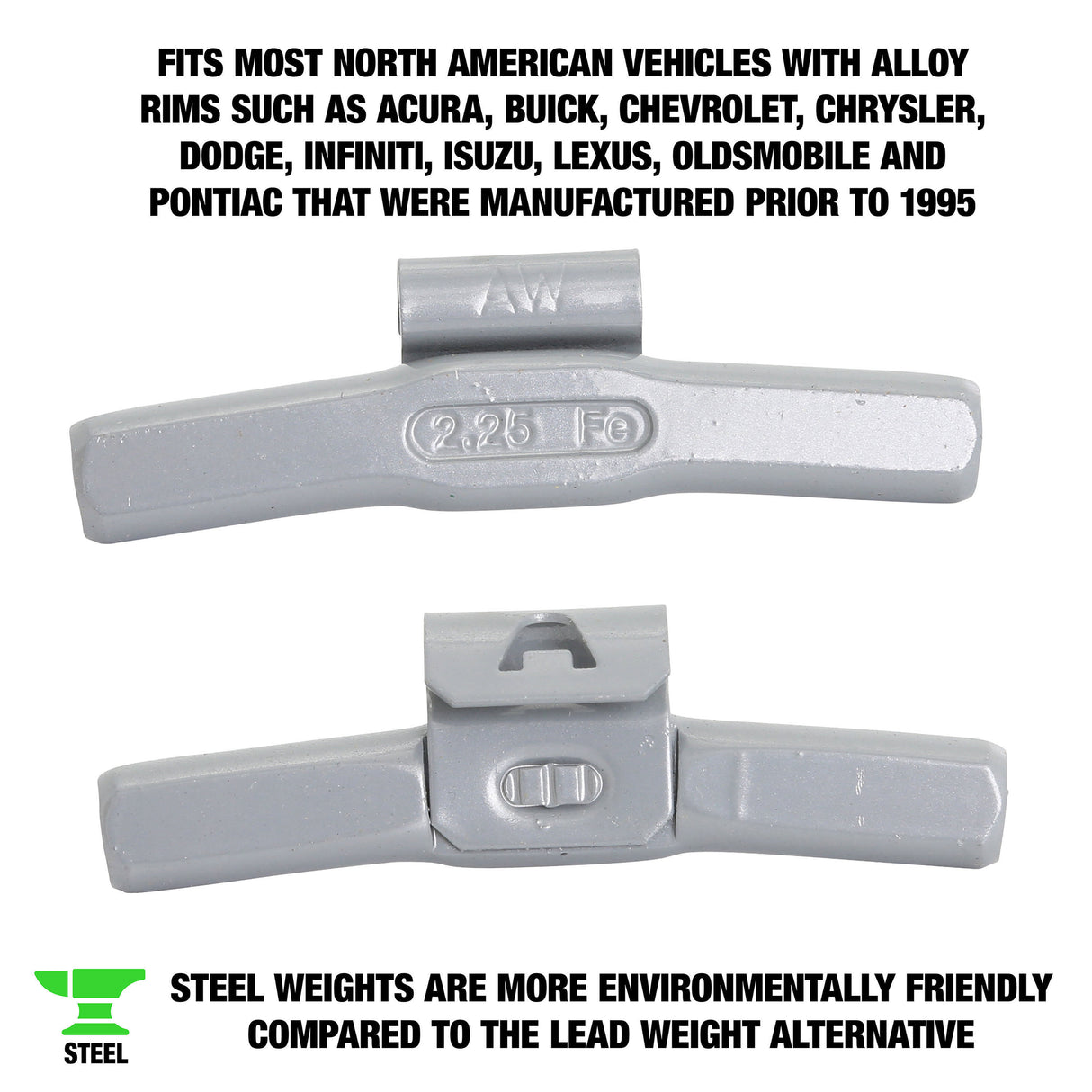 OEMTOOLS 23252 2.25 oz. AL Style Steel Wheel Weigh - 1 Box of 25 Additional Image 1