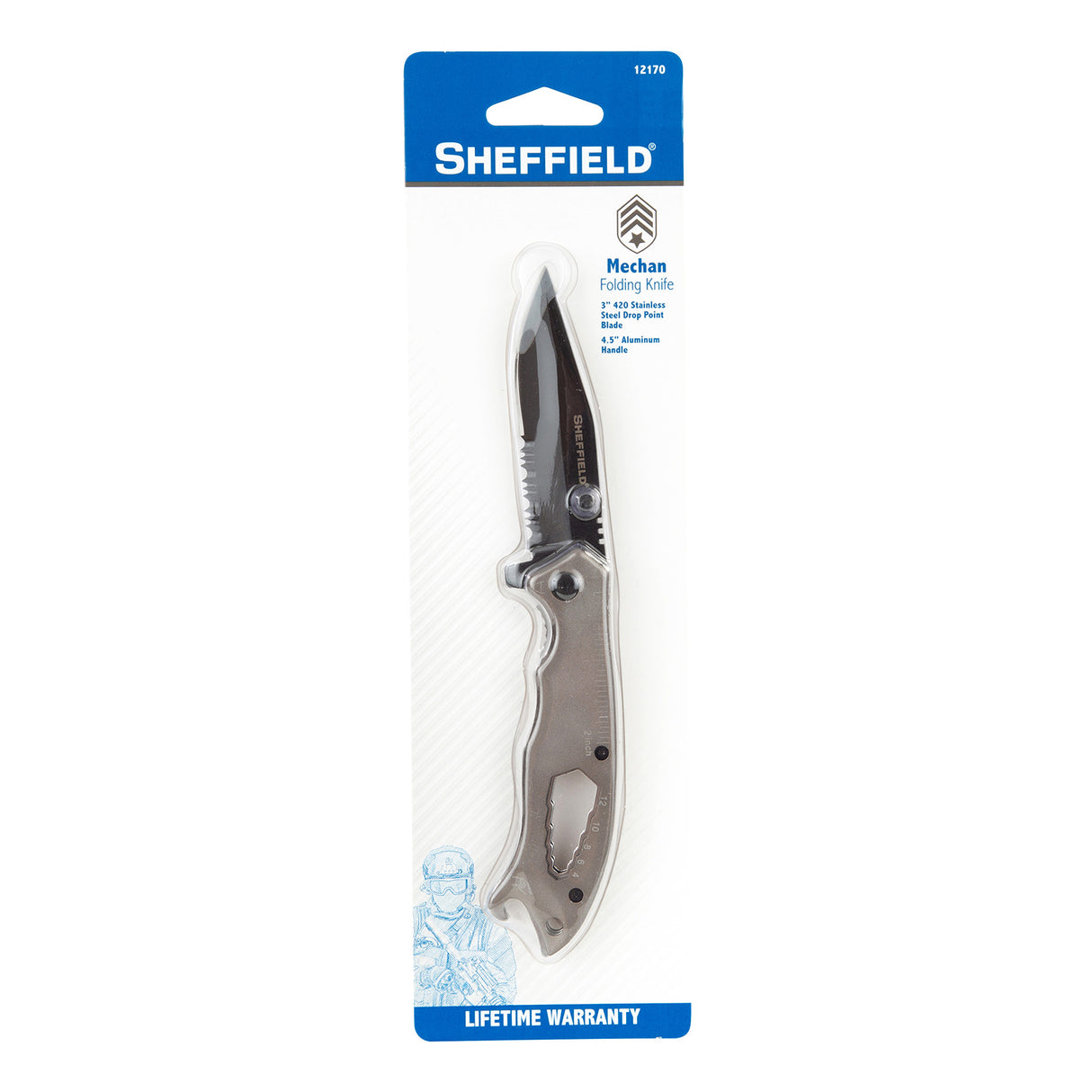 Sheffield 12170 Mechan 9-in-1 3in. Drop-Point Folding Knife Additional Image 5