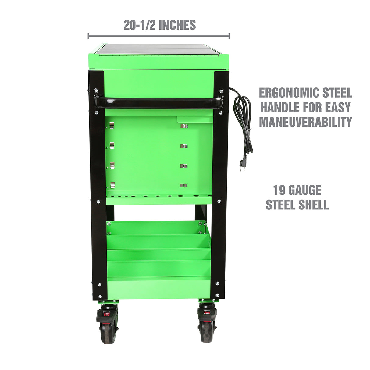 OEMTOOLS 24731 3 Drawer Slide Top Tool Cart - Green Additional Image 2