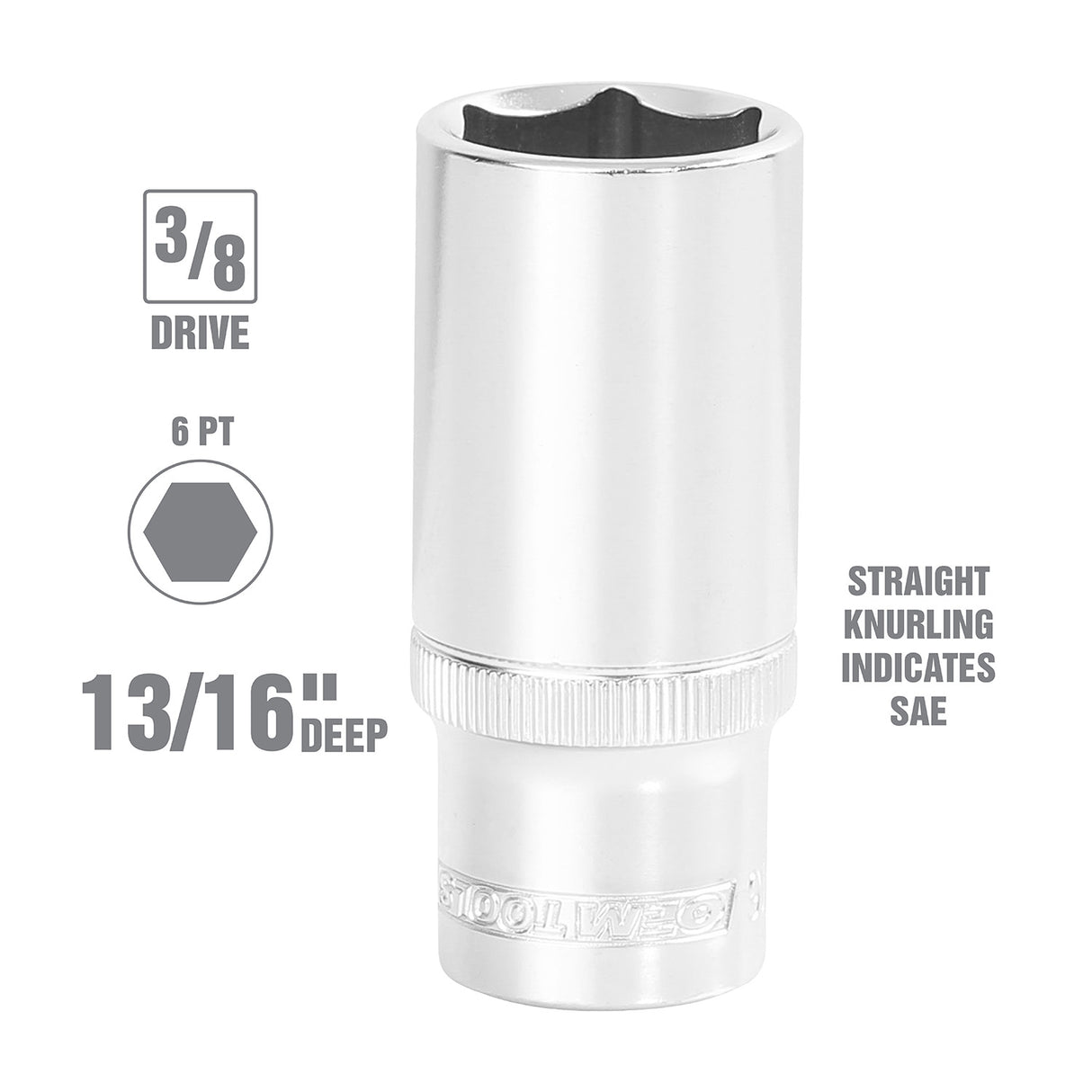OEMTOOLS 22349 3/8 Inch Drive Deep Socket (13/16 Inch) Additional Image 1