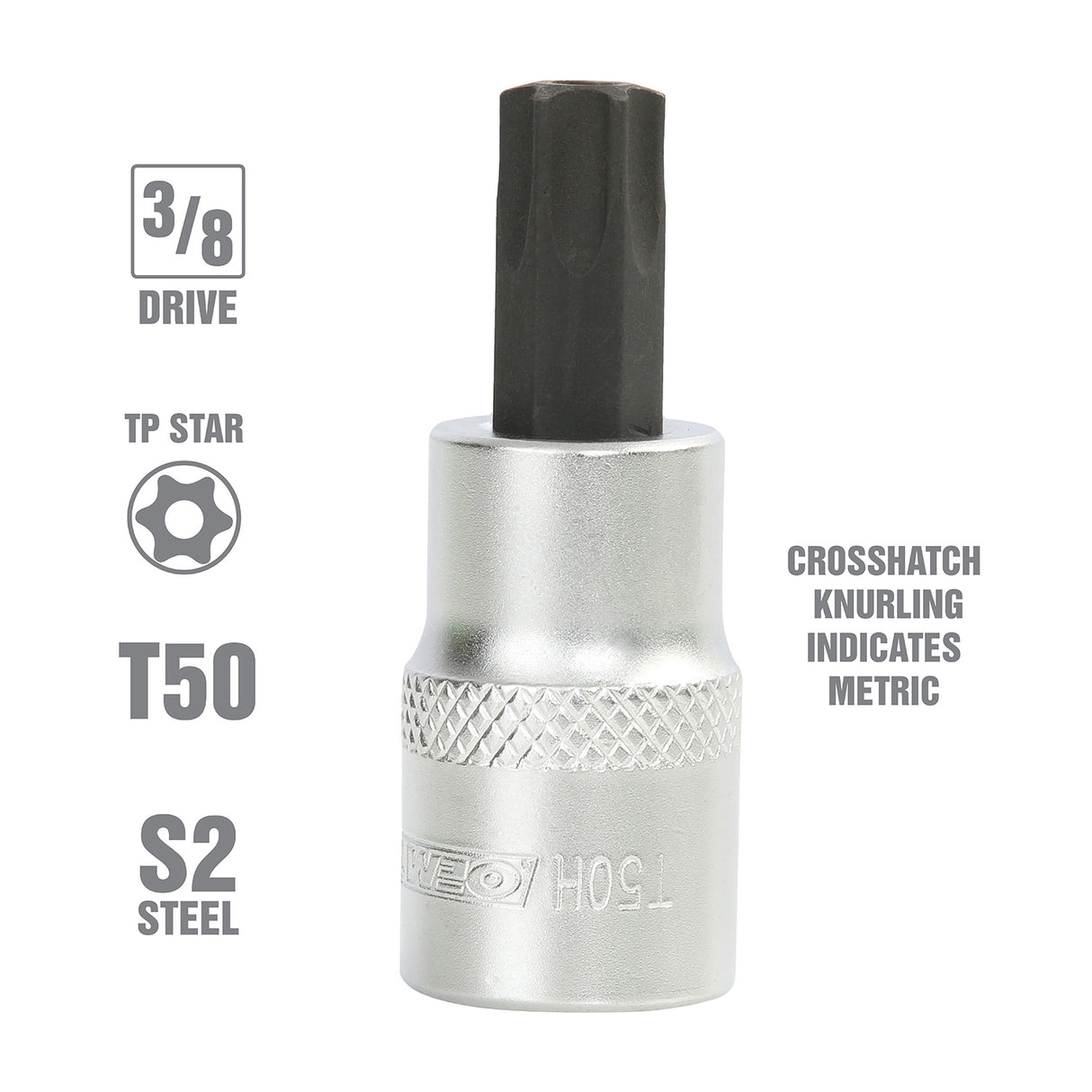 OEMTOOLS 22790 3/8 Inch Drive Tamper Proof Star Socket Bit (T50) Additional Image 1