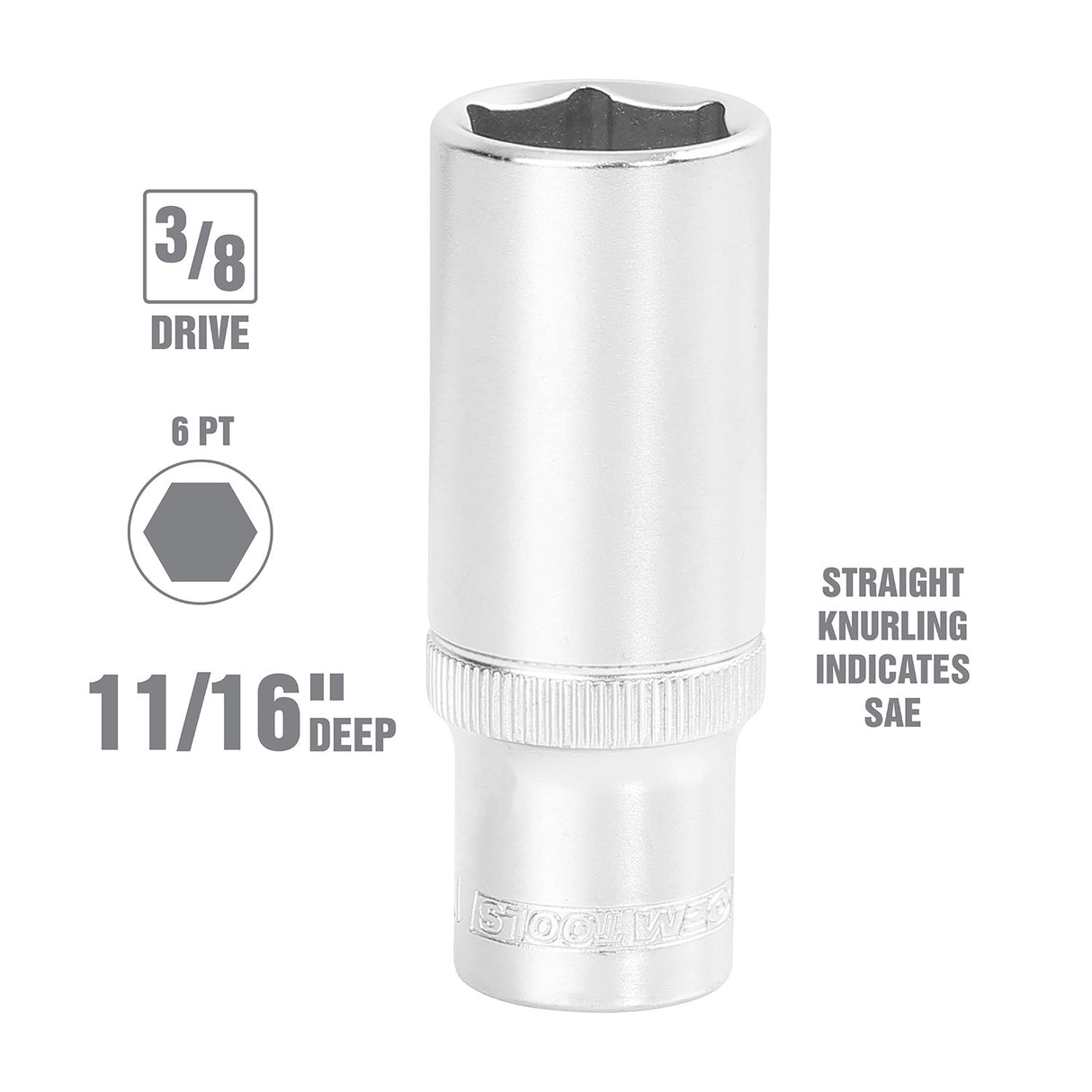 OEMTOOLS 22347 3/8in. Drive Deep Wall Socket - 11/16in. Additional Image 1