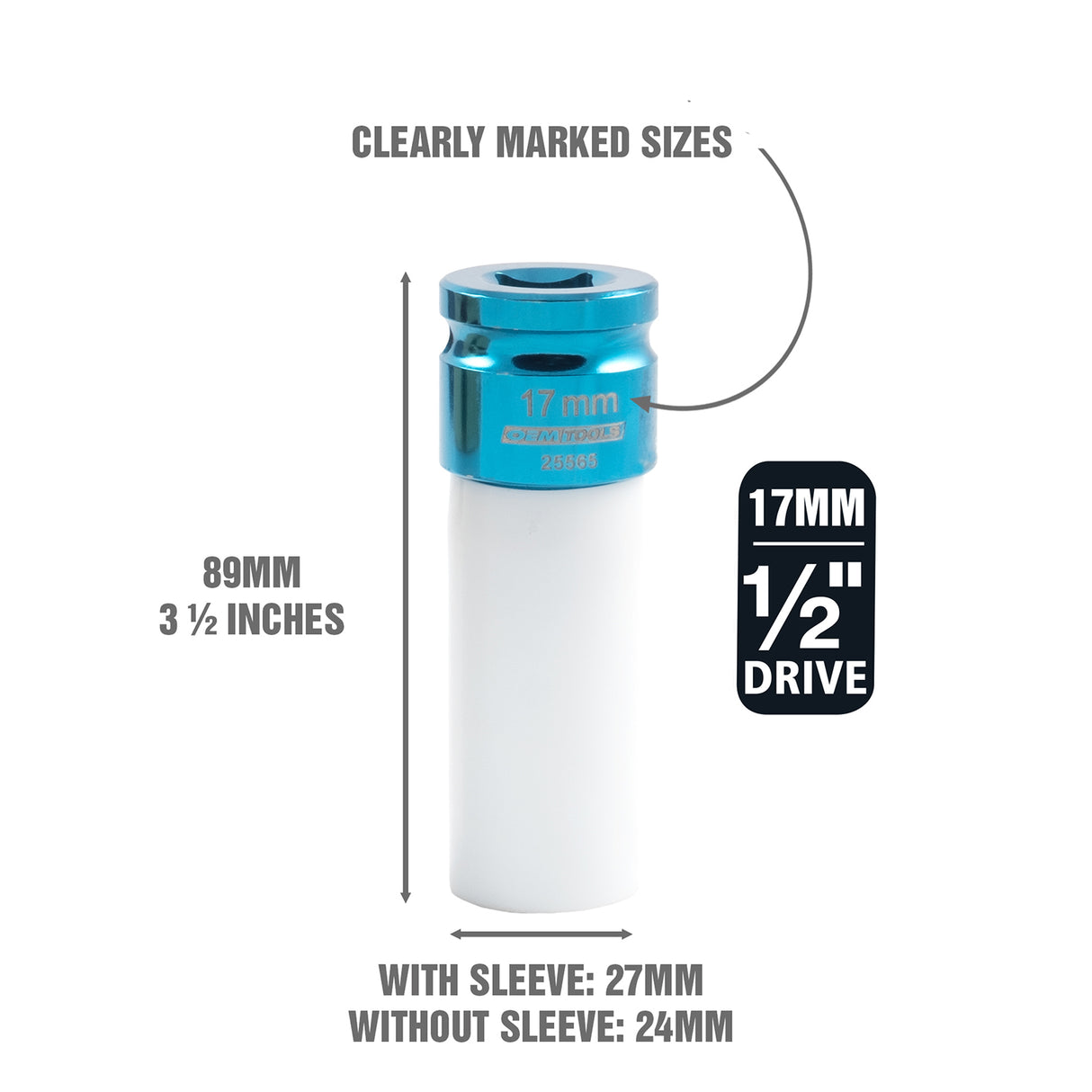 OEMTOOLS 25565 1/2in. Drive 17 mm Non-Marring Lug Nut Socket Additional Image 2