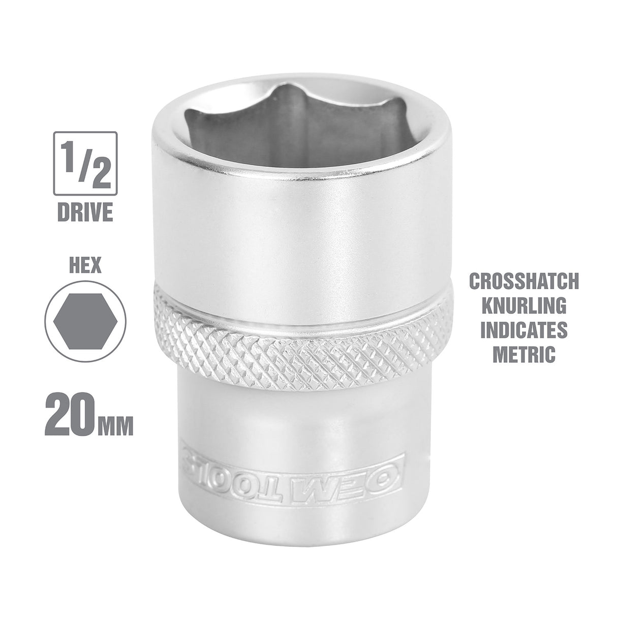 OEMTOOLS 22400 20 mm 1/2 Inch Drive 6 Pt. Socket Additional Image 1