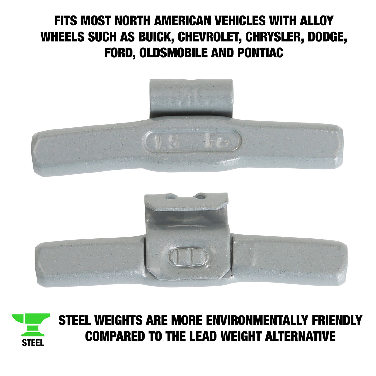 OEMTOOLS 23230 1.50 Oz. MC Style Steel Wheel Weight - 1 Box of 25 Additional Image 1