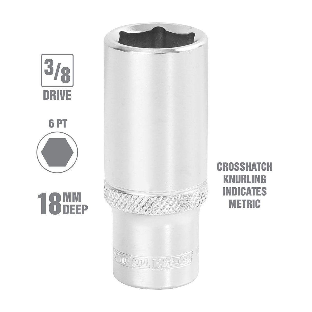 OEMTOOLS 22332 18 mm 3/8 Inch Drive Deep Socket Additional Image 1