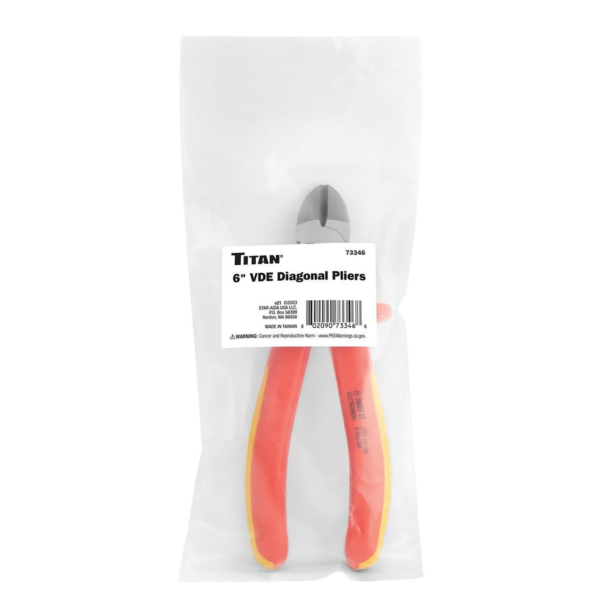 Titan 73346 6 in. Insulated Diagonal Pliers Additional Image 1