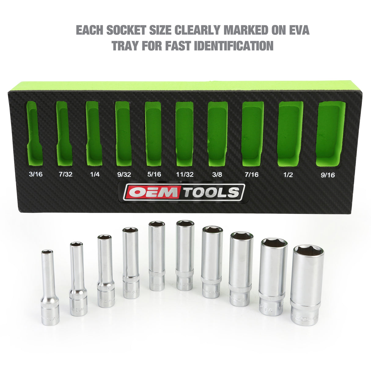 OEMTOOLS 23985 10 Piece 1/4in. Drive Deep Socket Set (SAE) Additional Image 1