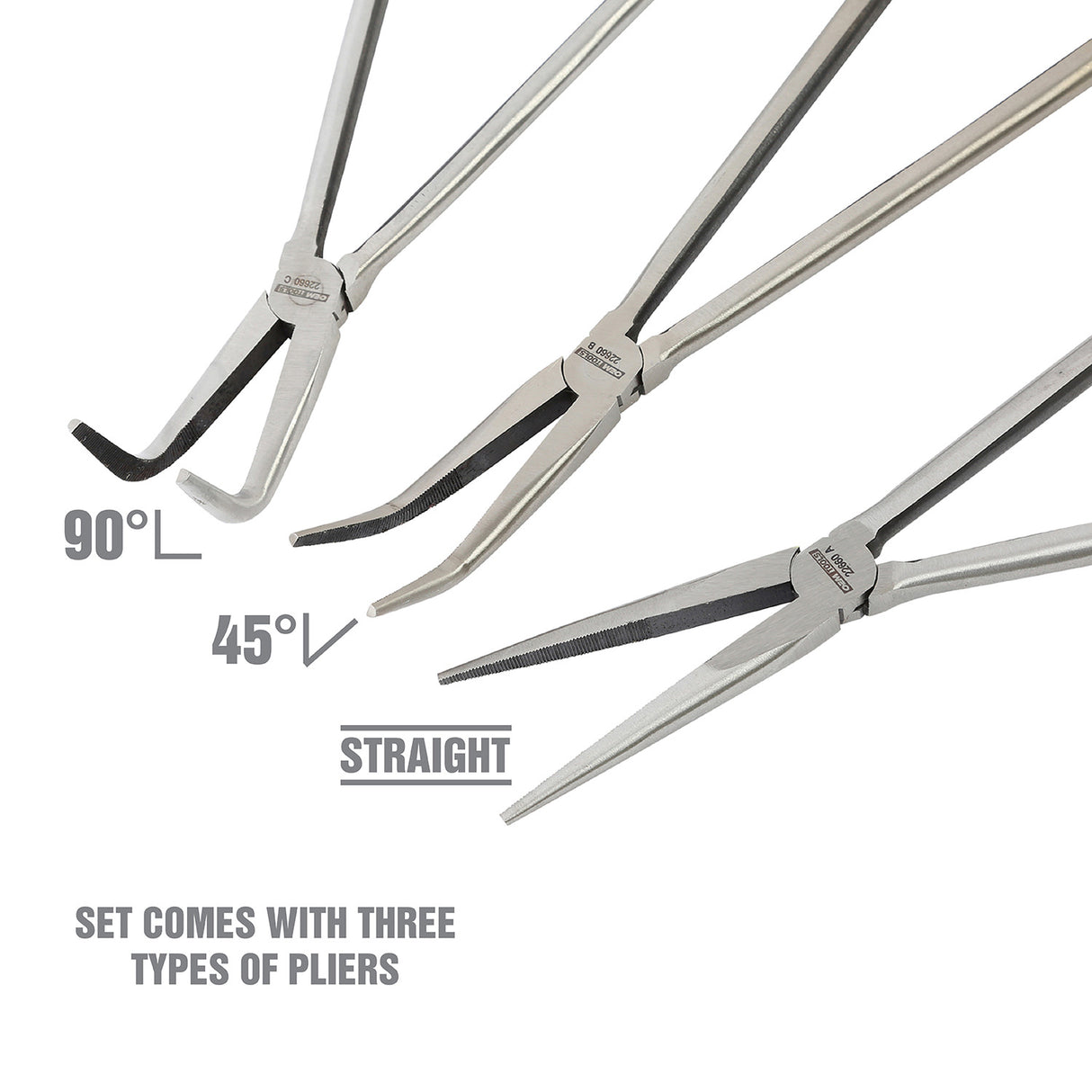 OEMTOOLS 22660 16 Inch Long Reach Long Nose Pliers Set - 3 Piece Additional Image 3