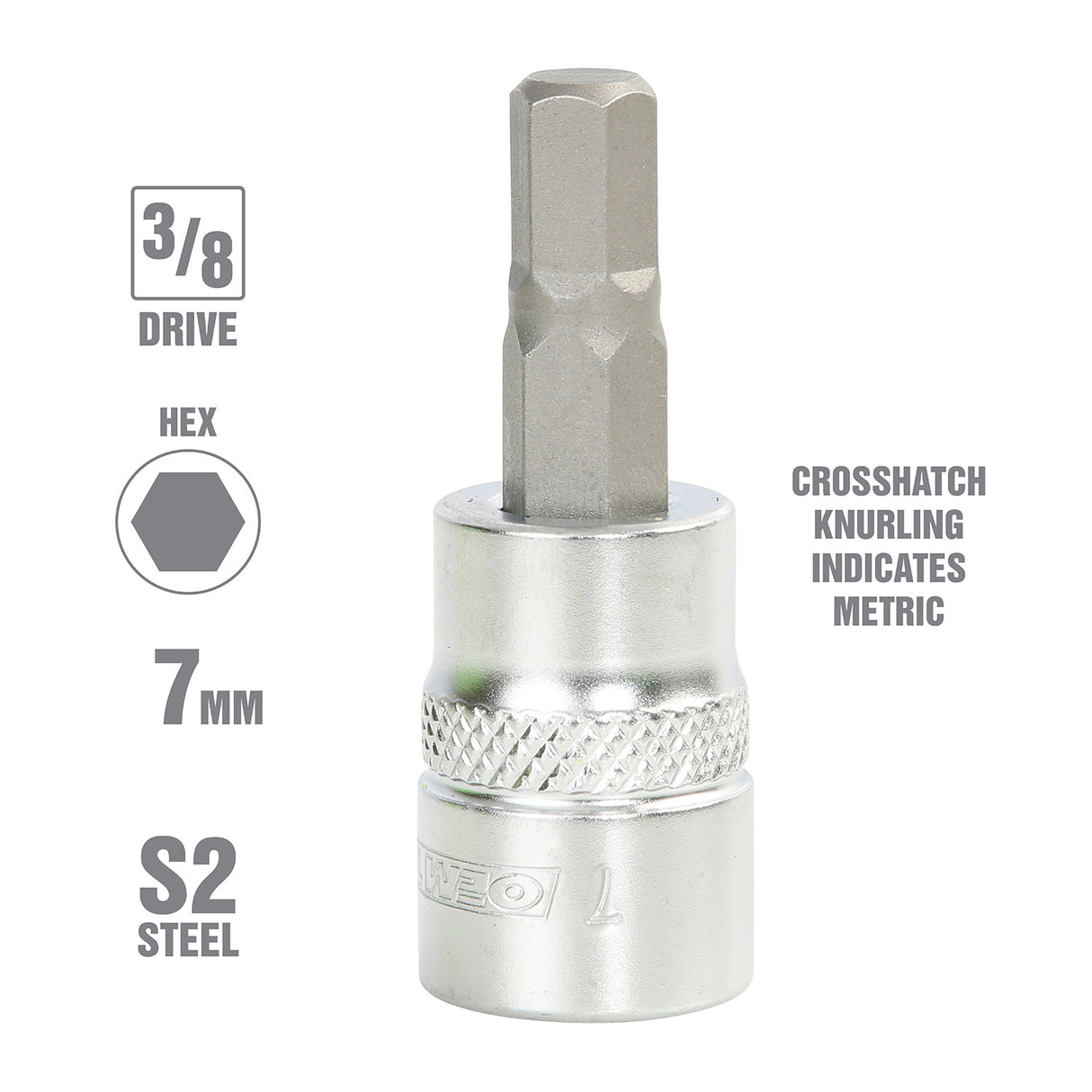 OEMTOOLS 22832 3/8 Inch Drive Hex Bit Socket (7 mm) Additional Image 1