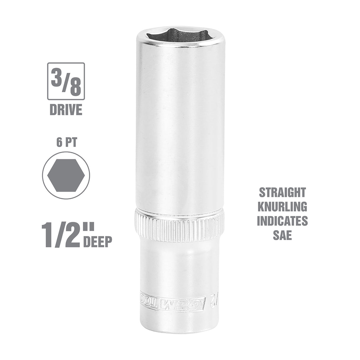 OEMTOOLS 22344 1/2 Inch 3/8 Inch Drive Deep Wall Socket Additional Image 1