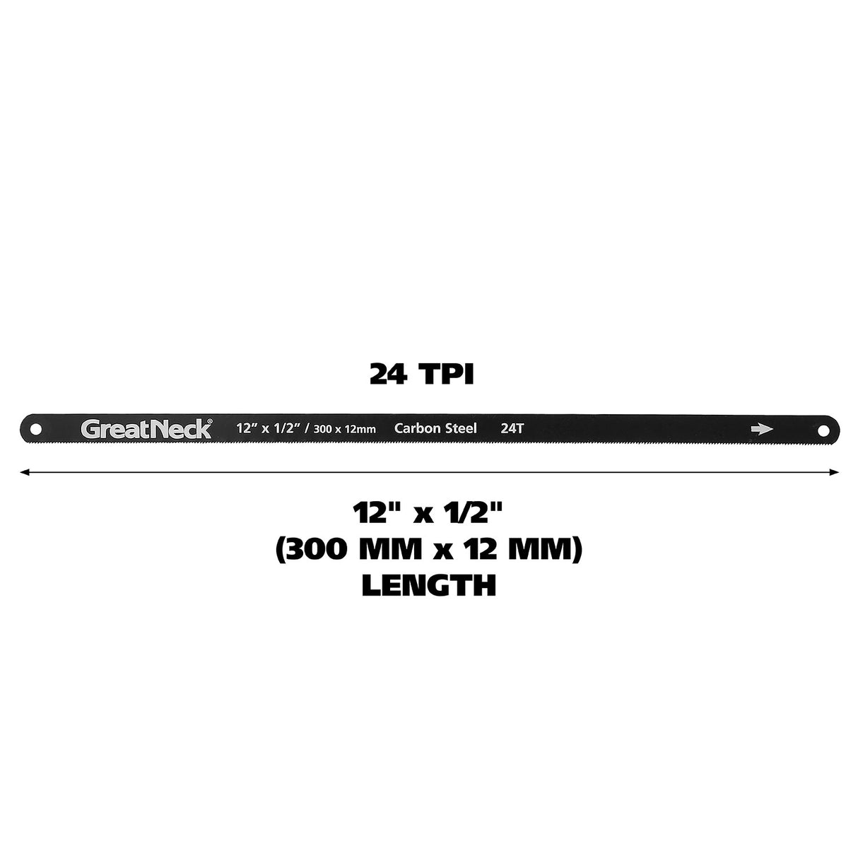 GreatNeck GF213 Standard Hacksaw Blades (12 Inch 24 TPI) – 2 Pack Additional Image 2