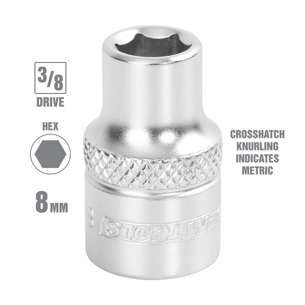 OEMTOOLS 22282 3/8 Inch Drive 6 Pt. Socket (8 mm) Additional Image 1