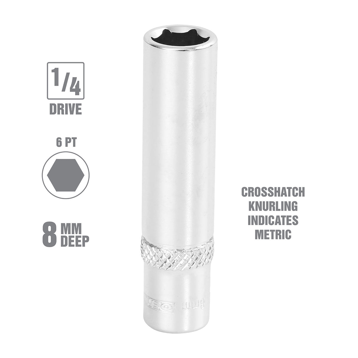 OEMTOOLS 22272 8 mm 1/4 Inch Drive Deep Socket Additional Image 1