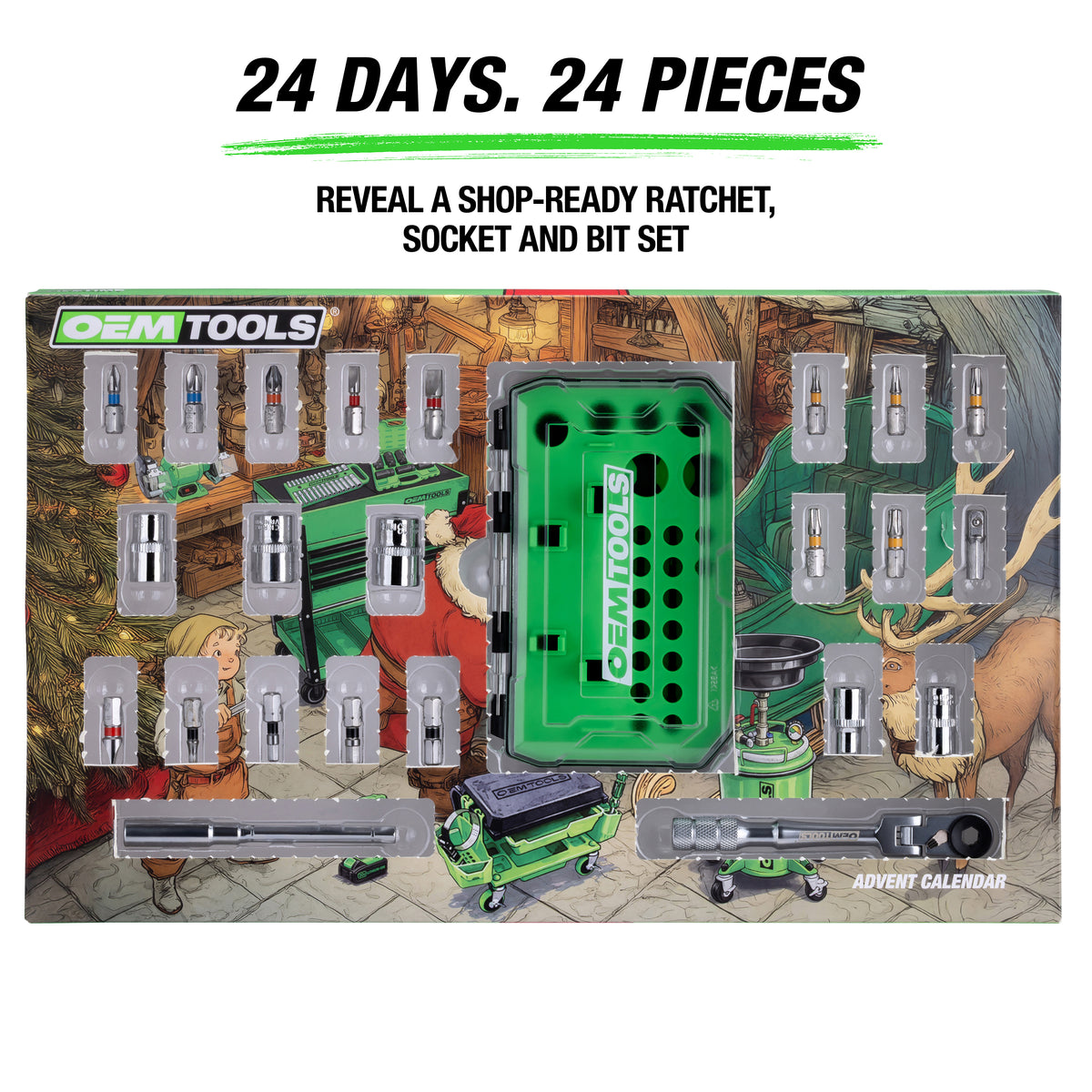 OEMTOOLS 88372 24 Piece 1/4in. Dr. Ratchet and Socket Set Advent Calendar Additional Image 3