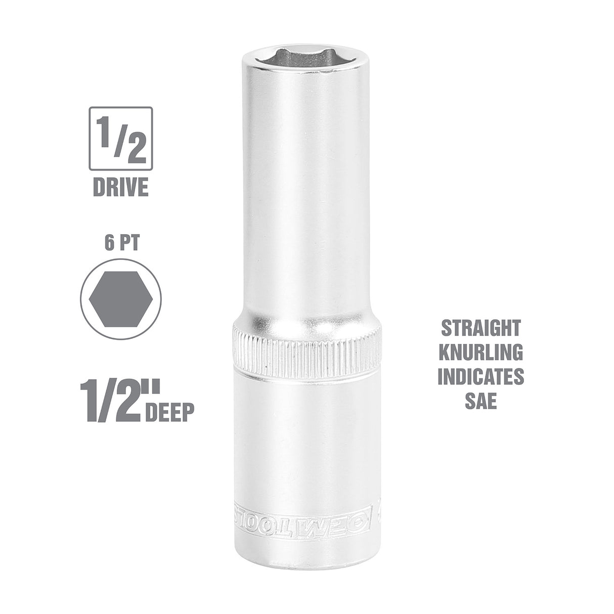 OEMTOOLS 22420 1/2 Inch 1/2 Inch Drive 6 Pt. Deep Wall Socket Additional Image 1