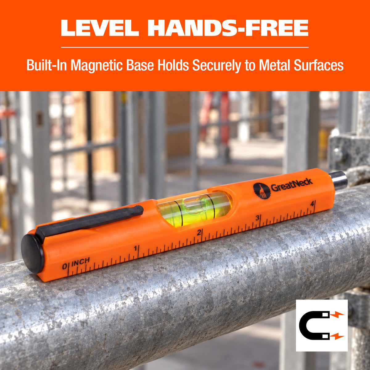 GreatNeck 75166 Magnetic Pocket Level and Pick-up Tool Additional Image 1
