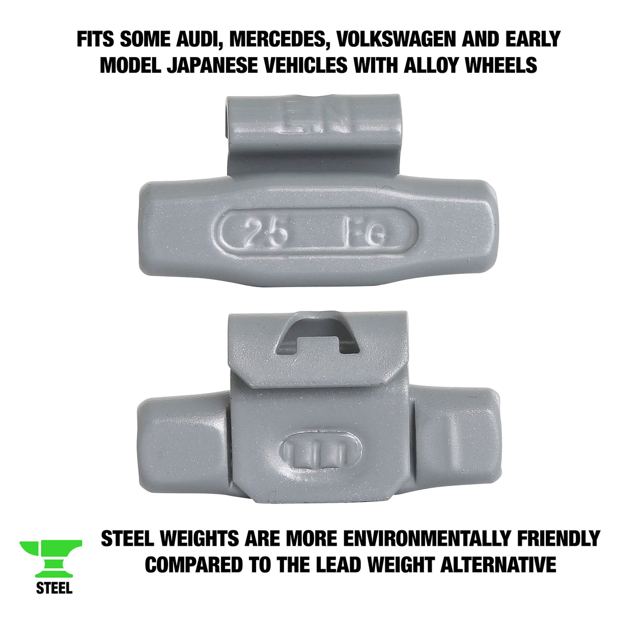 OEMTOOLS 23279 25 gm. EN Style Steel Wheel Weight - 1 Box of 25 Additional Image 1