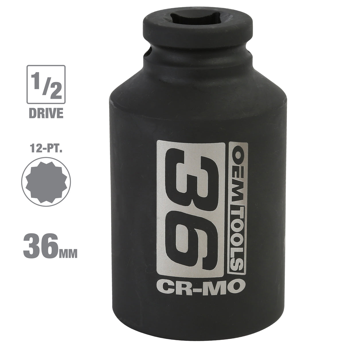OEMTOOLS 24716 1/2 Inch Drive 12 Pt. Axle Nut Socket (36 mm) Additional Image 1