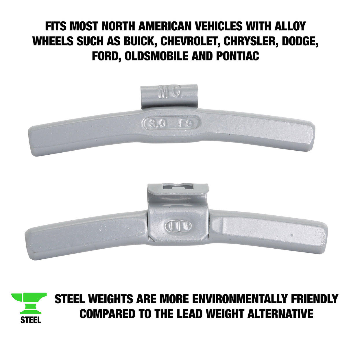 OEMTOOLS 23263 3.0 oz. MC Style Steel Wheel Weight - 1 Box of 25 Additional Image 1