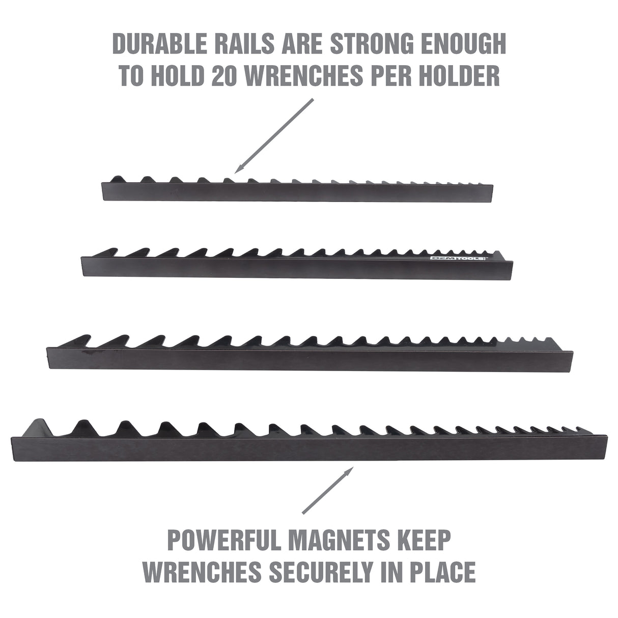 OEMTOOLS 22219 40 Wrench Magnetic Organizing Rails-Black Additional Image 2