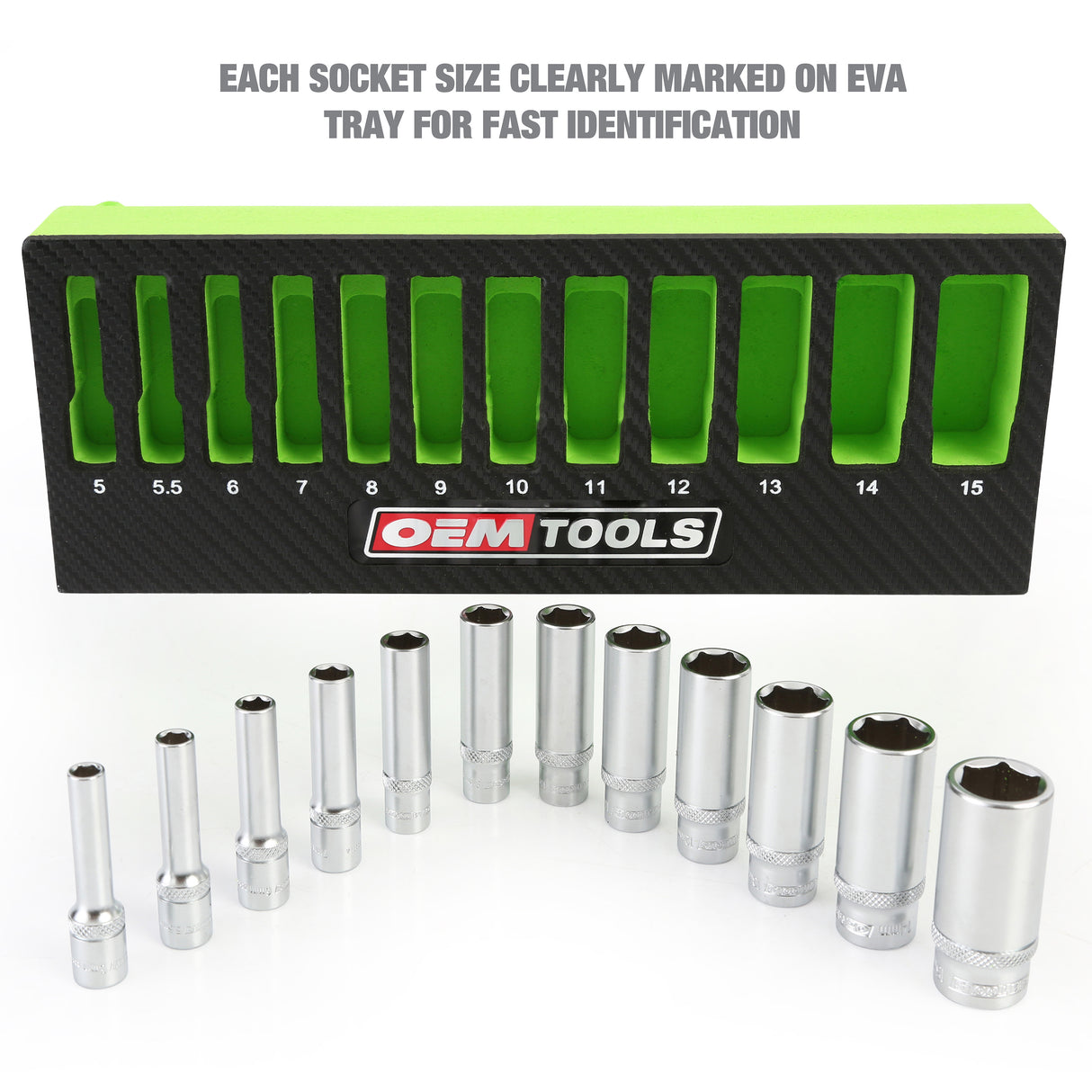 OEMTOOLS 23986 12 Piece 1/4in. Deep Socket Set (Metric) Additional Image 1
