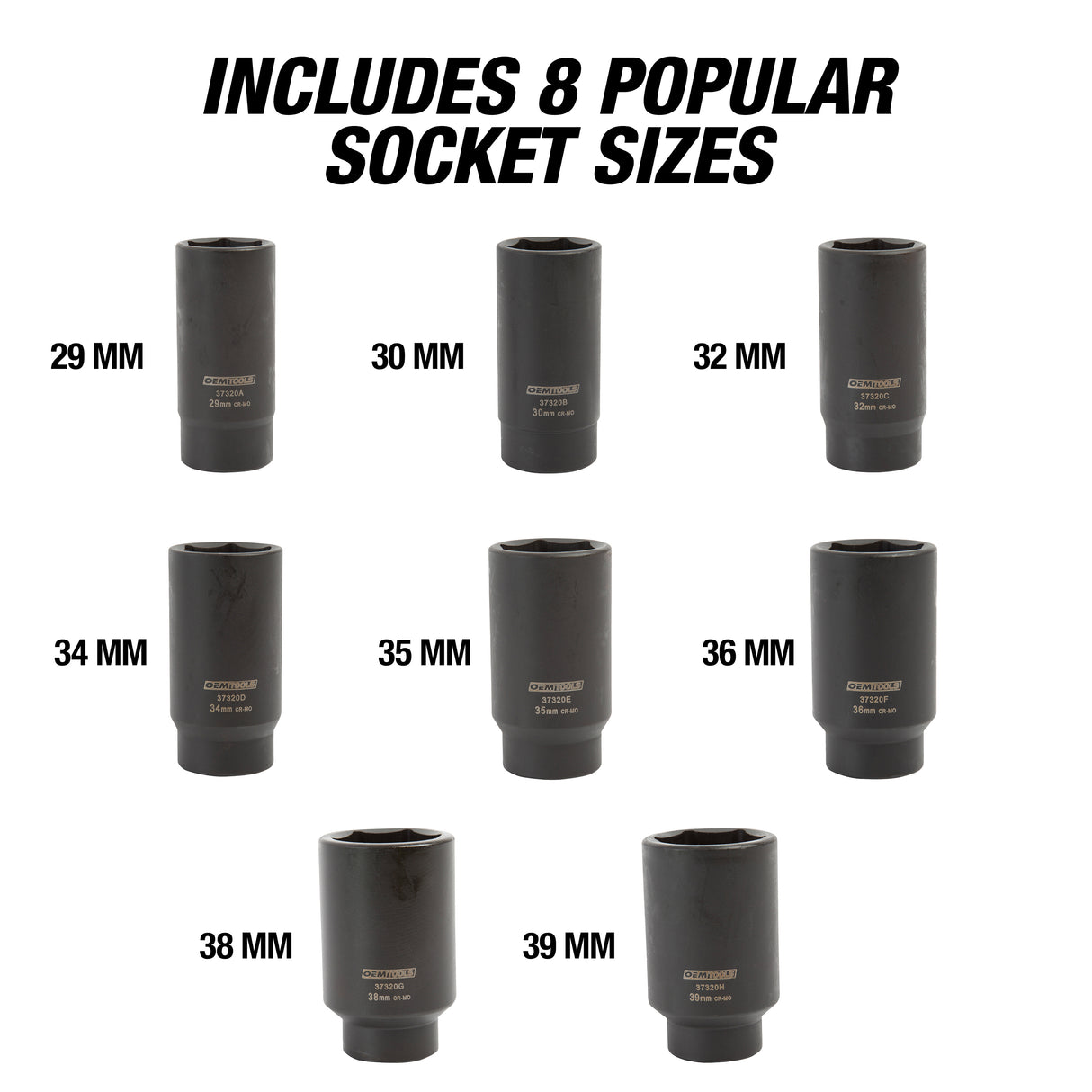 OEMTOOLS 37321 12 Pt. Axle Nut Socket Set Additional Image 2