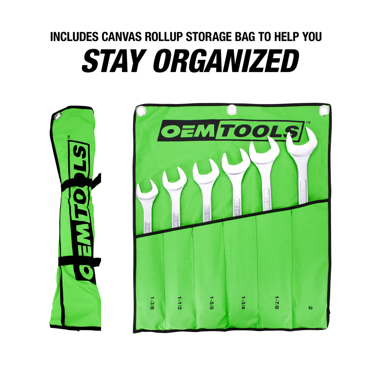 OEMTOOLS 22113 6 Piece SAE Jumbo Angle Head Wrench Set (1-3/8in. - 2in.) Additional Image 2