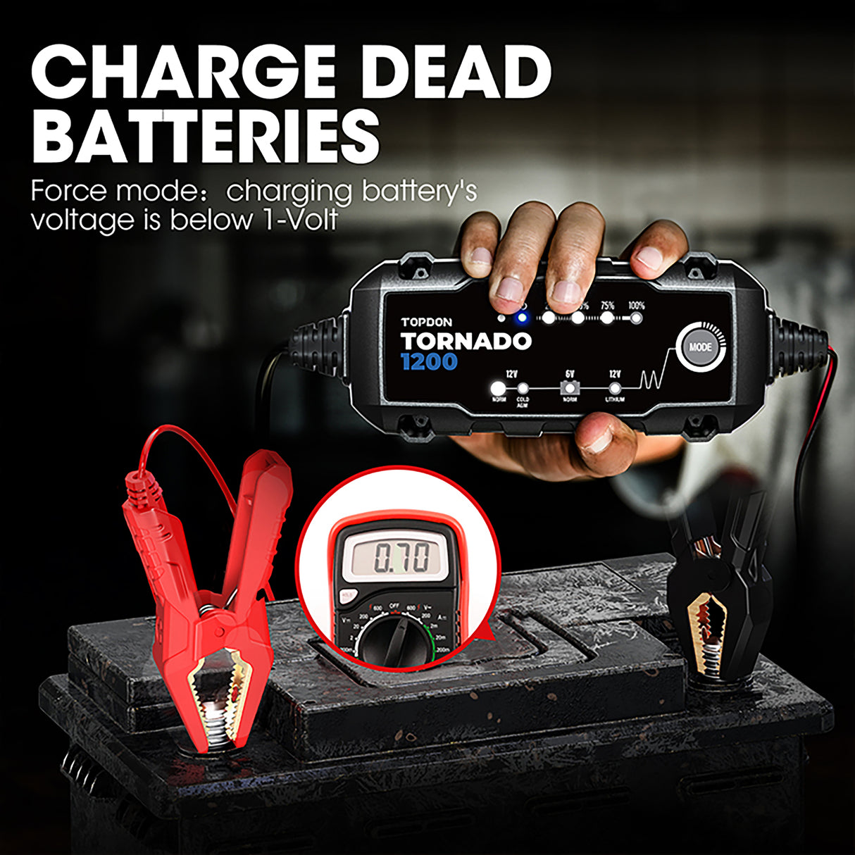 TopDon T1200 1.2A Smart Battery Charger Additional Image 5