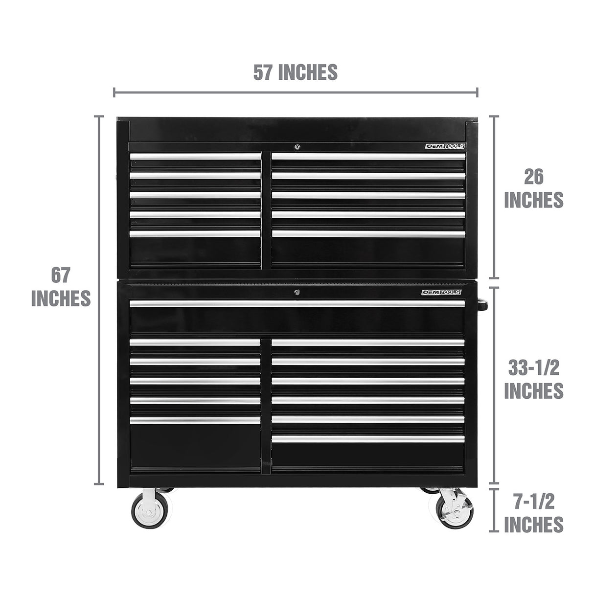OEMTOOLS 24738 Professional Series 57 Inch Chest and Cabinet Set - Black Additional Image 1