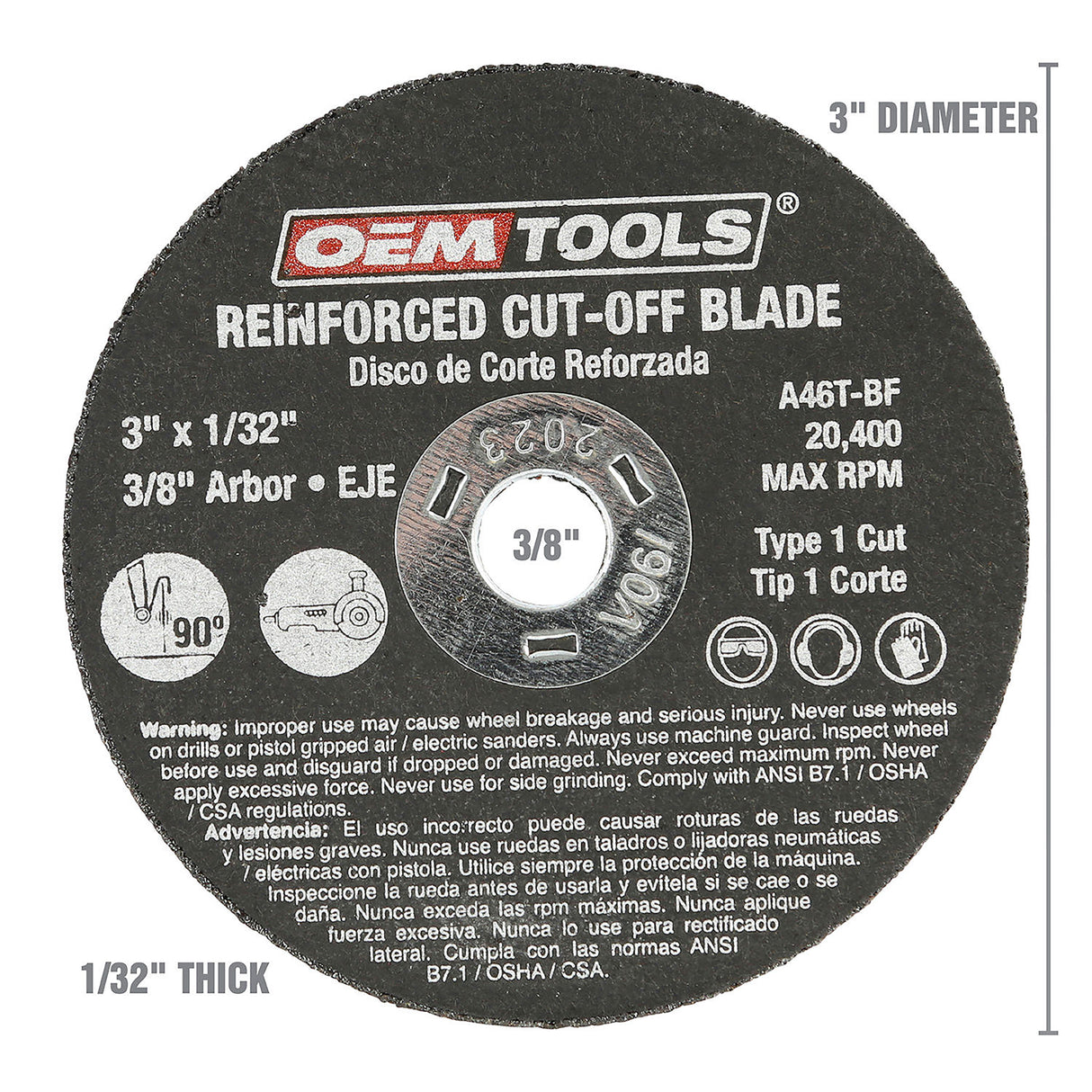 OEMTOOLS 26524 5 Piece Cut Off Wheel Set with Mandrel Additional Image 3