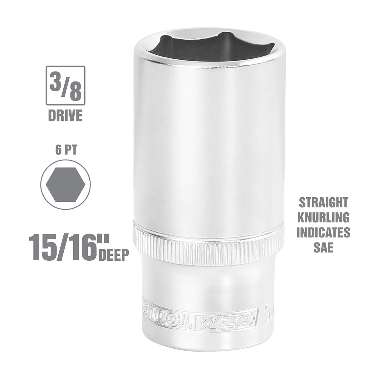 OEMTOOLS 22352 3/8 Inch Drive Deep Socket (15/16 Inch) Additional Image 1