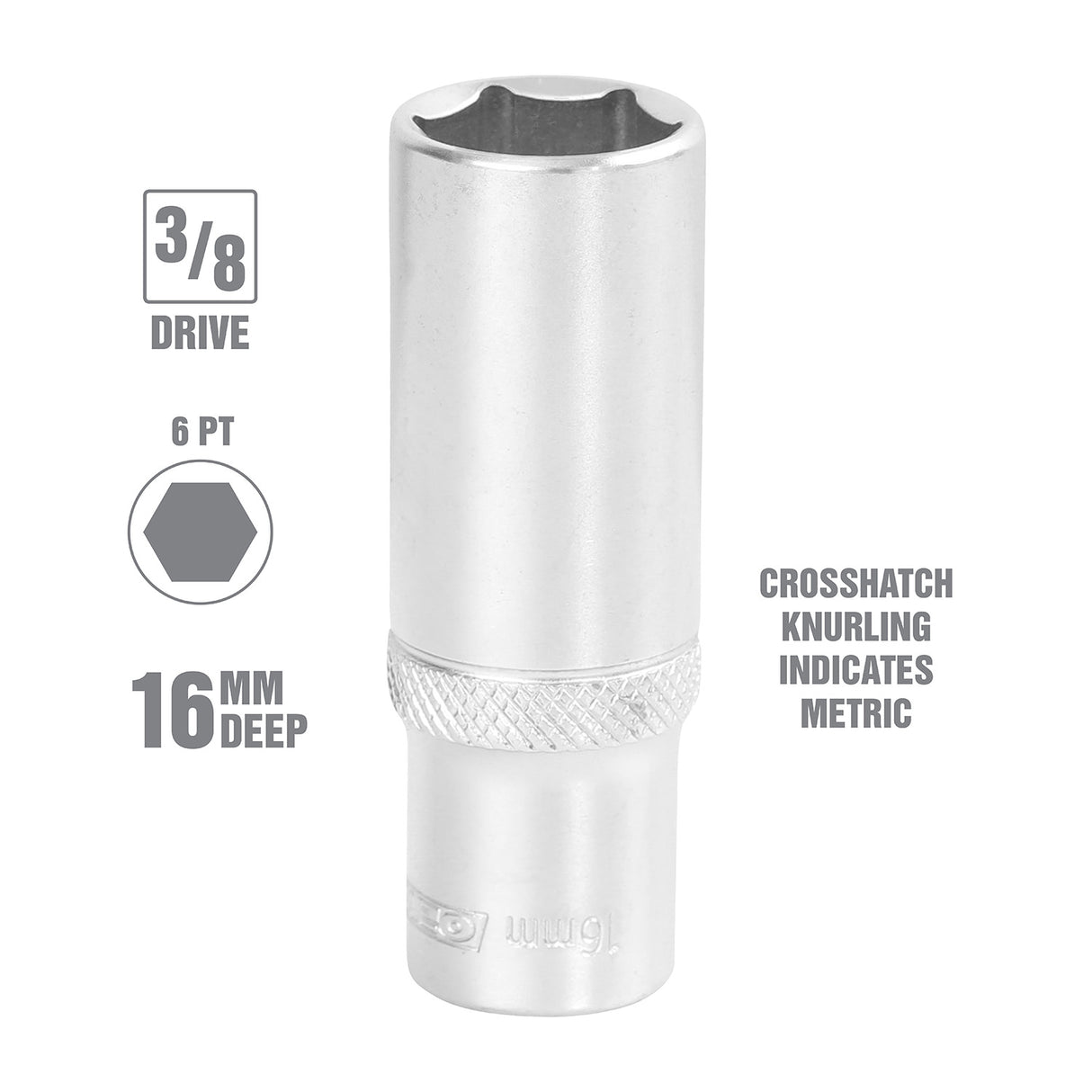 OEMTOOLS 22330 3/8 Inch Drive Deep Socket (16 mm) Additional Image 1