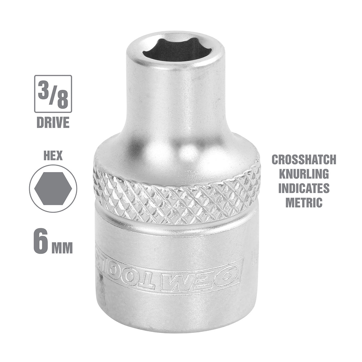 OEMTOOLS 22280 3/8 Inch Drive 6 Pt. Socket (6 mm) Additional Image 1