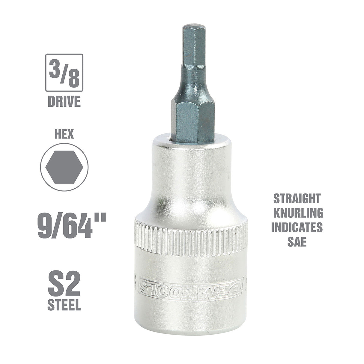 OEMTOOLS 22860 3/8 Inch Drive Hex Bit Socket (9/64 Inch) Additional Image 1