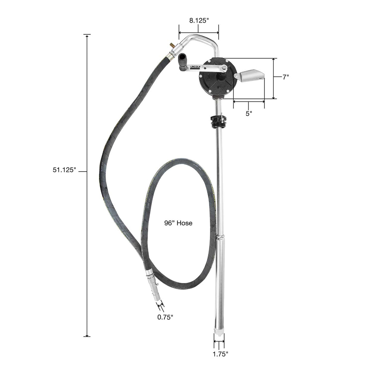 Lincoln Industrial 1385H Manual Rotary Pump with Hose for 55 Gallon Drums Additional Image 1