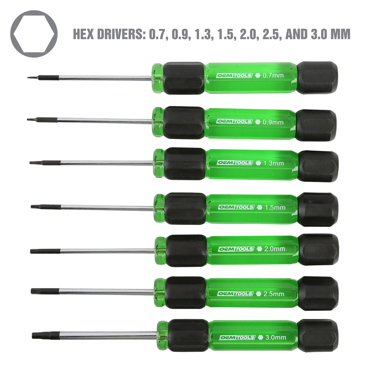 OEMTOOLS 22563 7 Piece Precision Hex Driver Set Additional Image 1