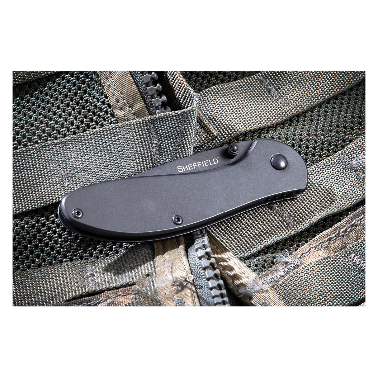 Sheffield 12169 Berda Steel 3in. Drop Point Assisted Opening Knife Additional Image 7