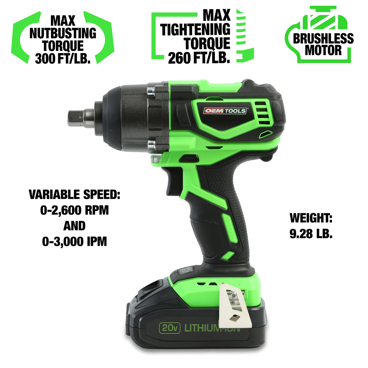 OEMTOOLS 24486 20V MAX* Li-ion Brushless 1/2in. Impact Wrench Additional Image 3