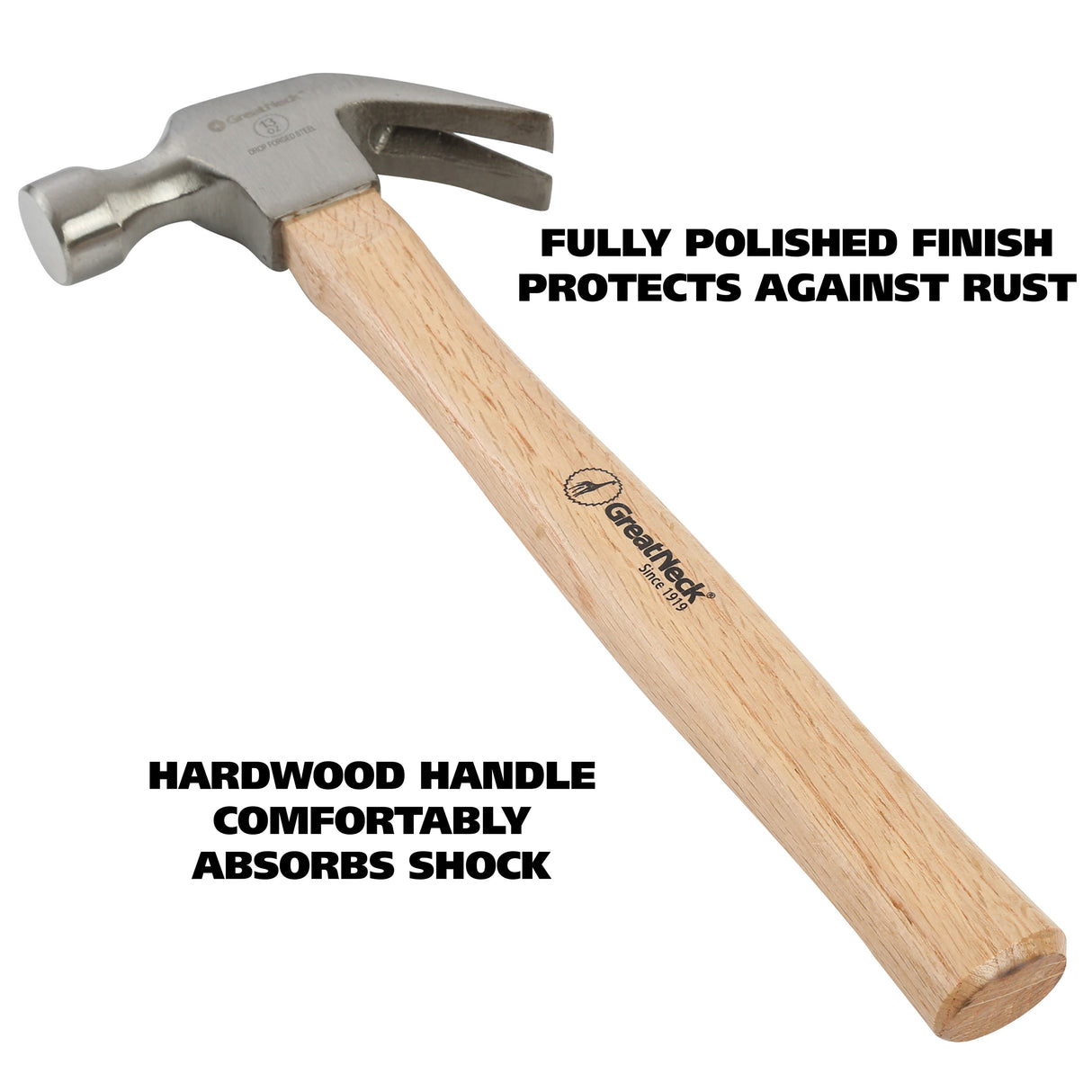 GreatNeck M13C Curved Claw Hammer (13 Oz.) with Hardwood Handle Additional Image 4