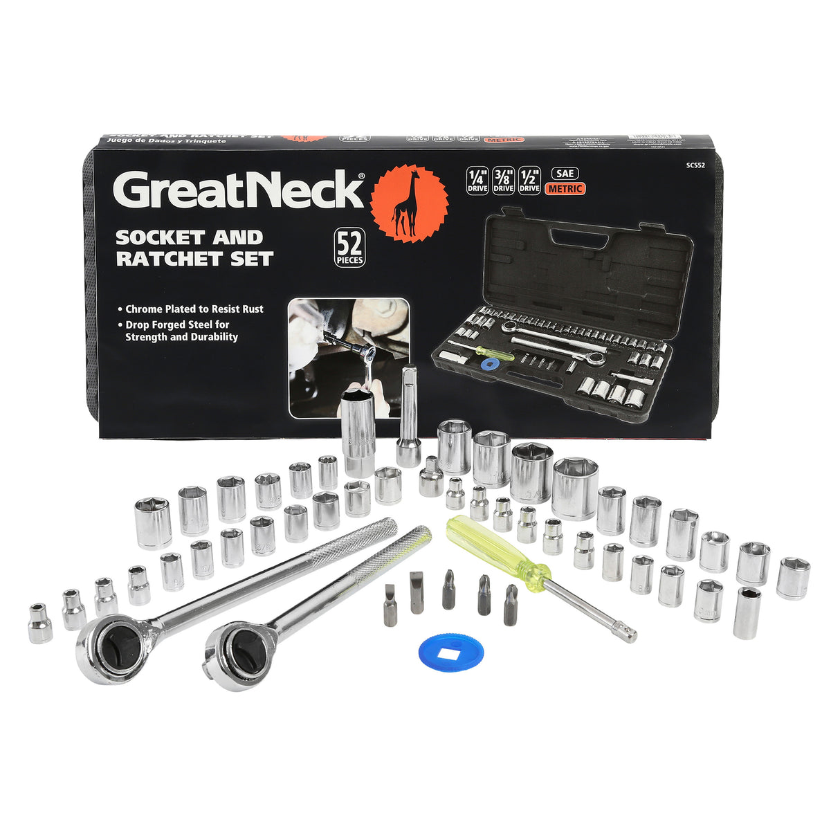 GreatNeck SCS52 Multi-Drive Socket and Ratchet Set Main Image