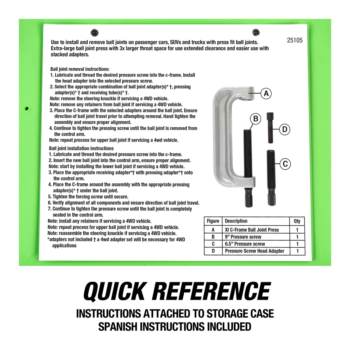 OEMTOOLS 25105 XL C-Frame Ball Joint Press Kit Additional Image 6