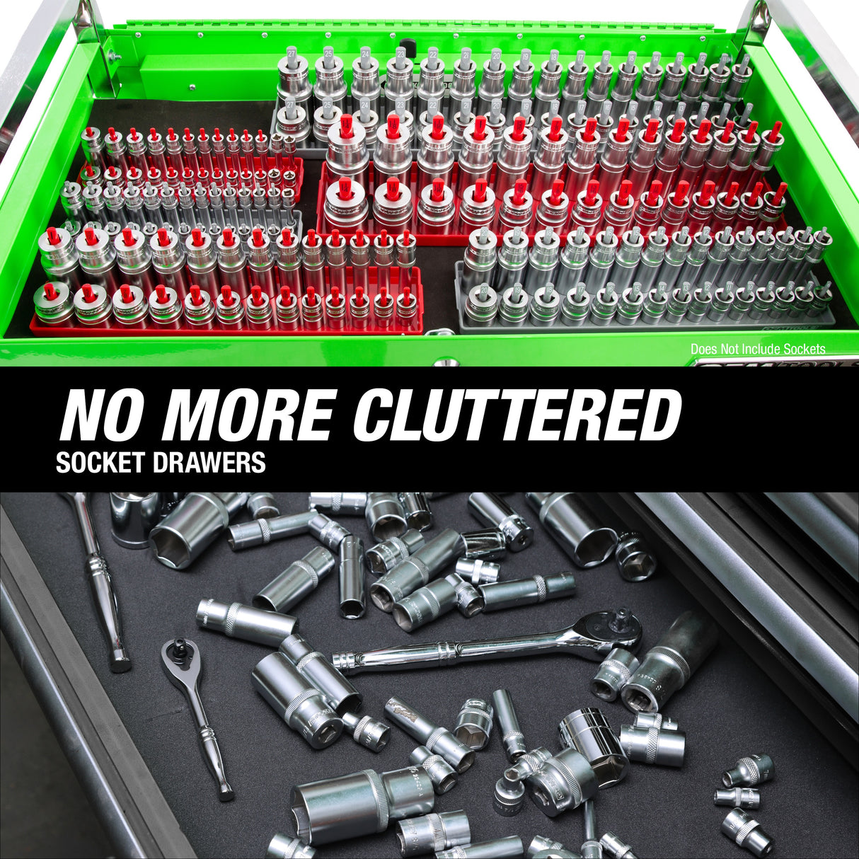 OEMTOOLS 22413 6 Piece SAE and Metric Socket Tray Set (Red and Gray) Additional Image 8