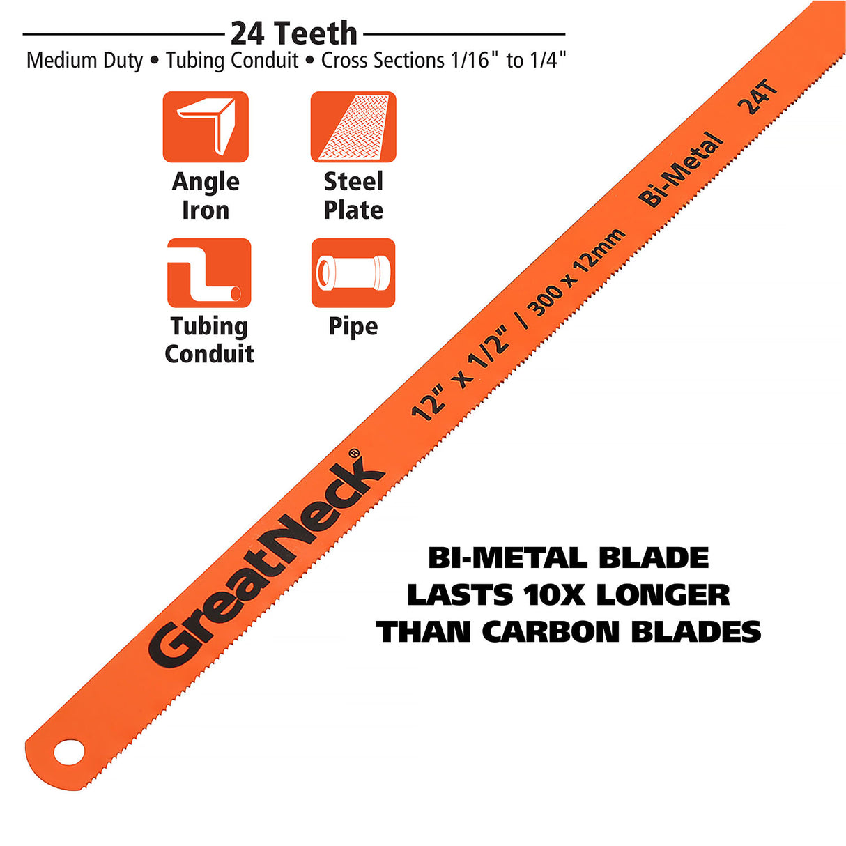 Greatneck 74014 12-Inch Bi-Metal Hacksaw Blade Set Additional Image 1