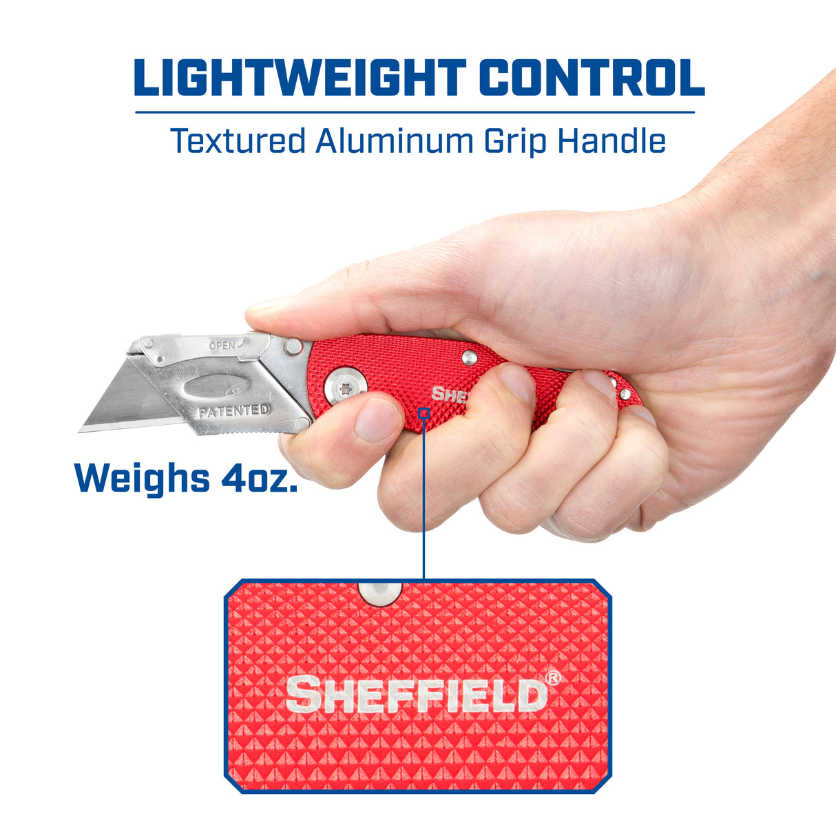 Sheffield 12614 Folding Lock Back® Utility Knife - Red Additional Image 3