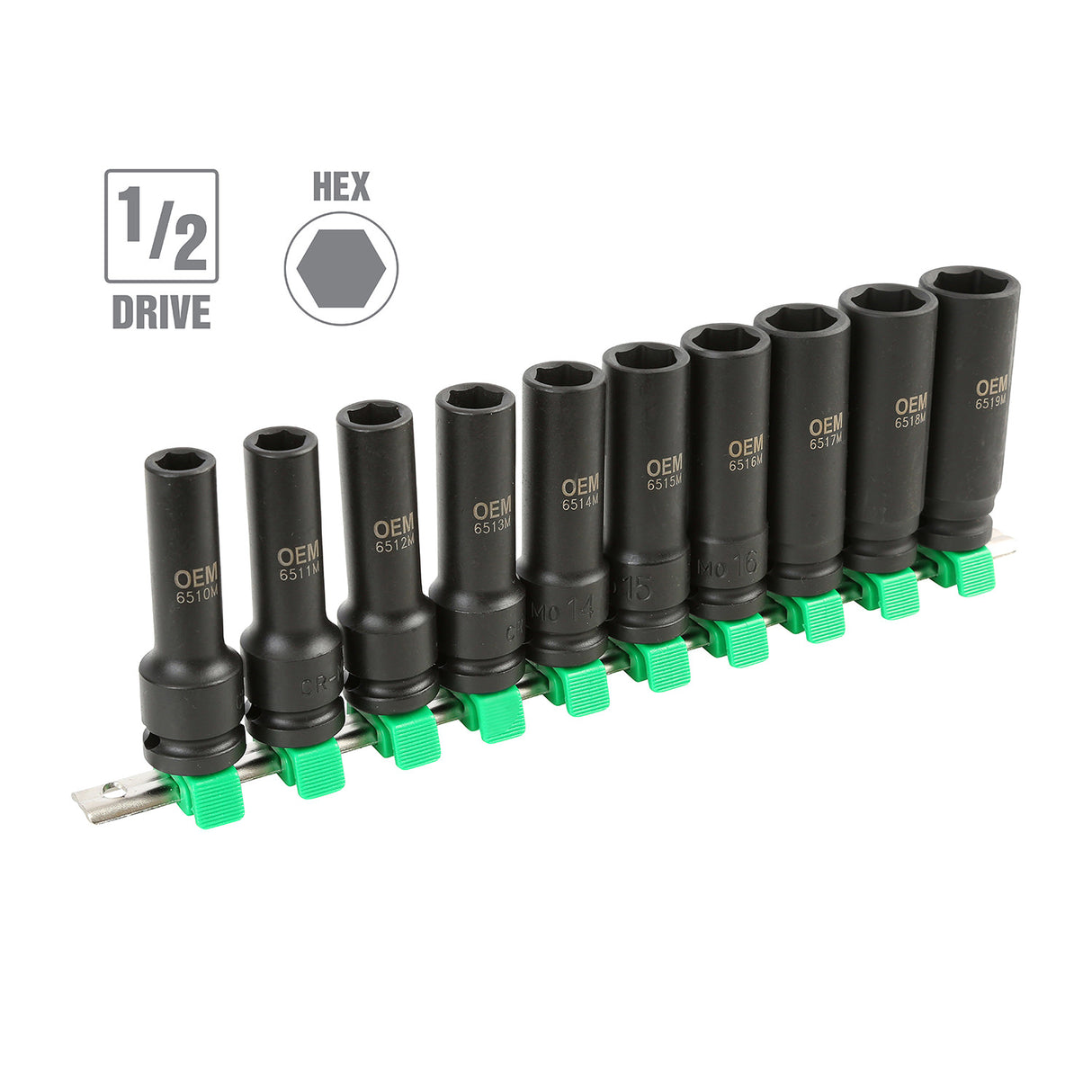 OEMTOOLS 25592 10 Piece 1/2 Inch Deep Impact Socket Set - Metric Additional Image 1